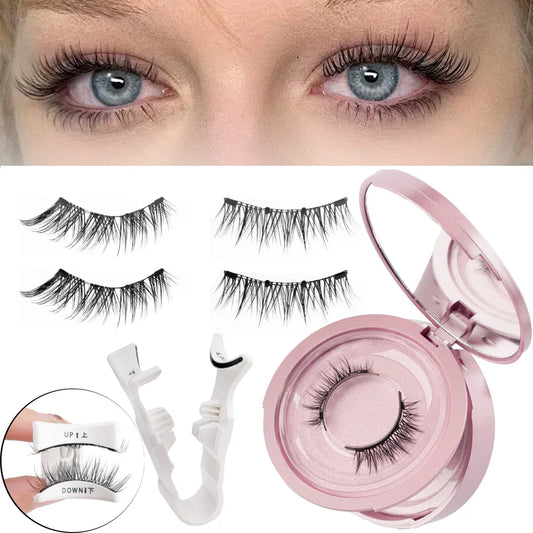 1/2 Pairs Magnetic Eyelashes Handmade Fluffy Faux Mink Lashes Reusable No Glue Natural False Eyelashes with Tweezers Set Makeup