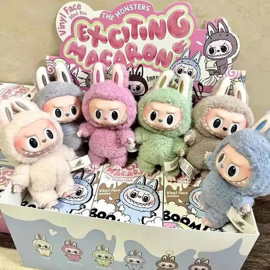17cm Pop Mart Labubu Cloth Mysterious Blind Box Heart Beat Macaron Series Doll Labu Cloth  Car Interior Decor Pendant Toy Gifts