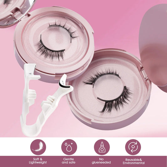 1/2 Pairs Magnetic Eyelashes Handmade Fluffy Faux Mink Lashes Reusable No Glue Natural False Eyelashes with Tweezers Set Makeup