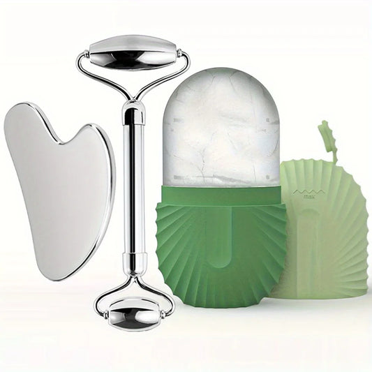 3in1 Stainless Steel Ice Face Roller & Gua Sha Facial Skincare